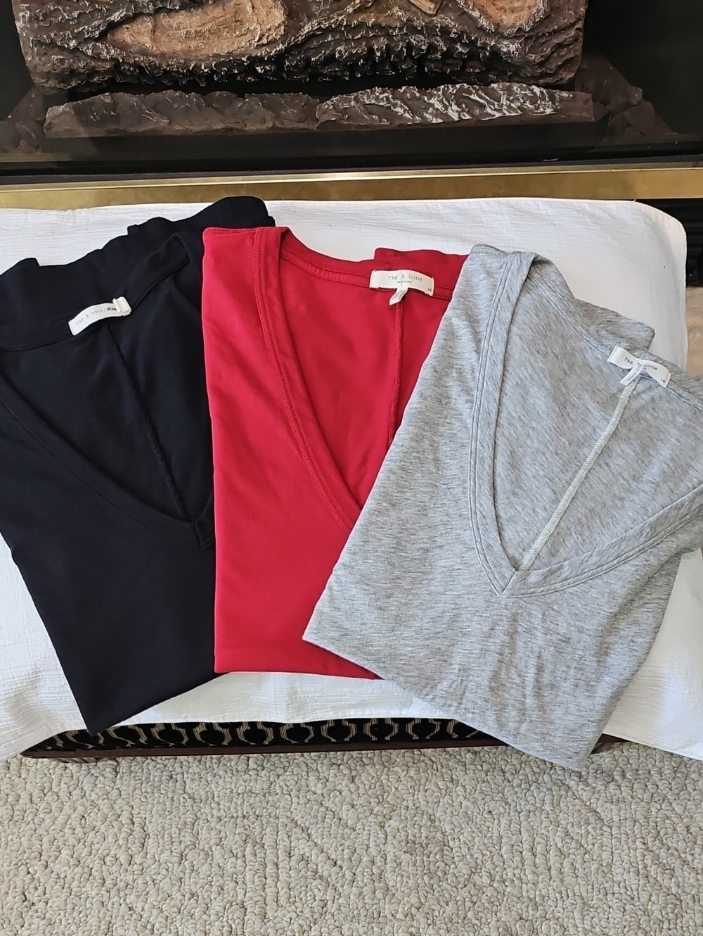 Bundle Of 3 Rag & Bone 100% Cotton V Neck T-shirts